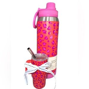 2pc Set ASHLAND 25oz Cheetah Tumbler & Matching 4oz “Baby” Tumbler - NWT